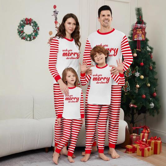 OMN   Color blocked Christmas parent-child home clothes pajamas