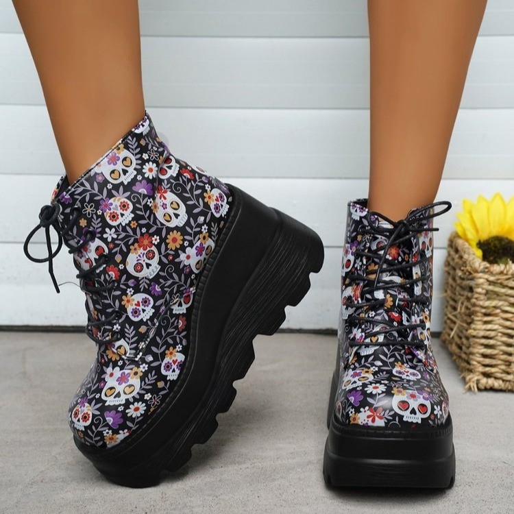 Large size thick soled shoes temu skull top upper