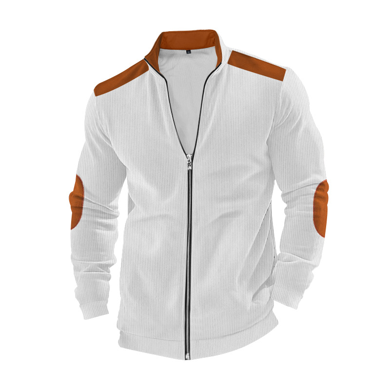 American jacket, European cotton fleece patchwork long sleeved zipper cardigan, worn outside